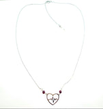 925 Sterling silver heartbeat EKG heart charm necklace garnet herkimer diamond natural healing crystal stones metaphysical fine jewelry