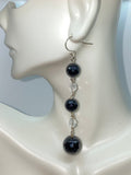 925 Sterling silver black onyx healing crystal gemstone dangle earrings handmade in USA metaphysical fine jewelry