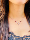925 Sterling silver heartbeat EKG heart charm necklace garnet herkimer diamond natural healing crystal stones metaphysical fine jewelry