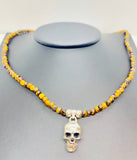 925 Sterling silver skull beaded Tiger eye healing crystal gemstone necklace men’s fine jewelry handmade in USA