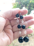 925 Sterling silver black onyx healing crystal gemstone dangle earrings handmade in USA metaphysical fine jewelry