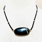 925 sterling silver black onyx cabochon crystal gemstones metaphysical fine jewelry beaded necklace