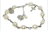 925 sterling silver healing crystal pearl stones cross bible charm saint rosary beaded bracelet