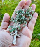 925 sterling silver jade necklace rosary healing crystal gemstone Christian spiritual fine jewelry