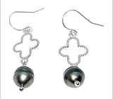 925 sterling silver grey pearl 4 clover cross leaf earrings metaphysical healing crystal gemstone fine jewelry