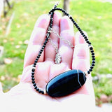 925 sterling silver black onyx cabochon crystal gemstones metaphysical fine jewelry beaded necklace