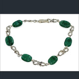 925 sterling silver natural emerald infinity bracelet metaphysical fine jewelry handmade in USA