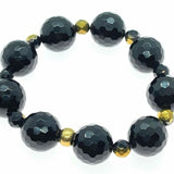 925 sterling silver gold and black onyx natural crystal beaded bracelet metaphysical fine jewelry handmade in USA