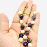 925 Sterling Silver 14k gold plater amethyst crystal Necklace natural semiprecious crystal stones Healing fine jewelry