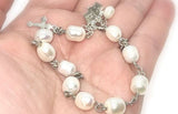 925 sterling silver healing crystal pearl stones cross bible charm saint rosary beaded bracelet