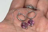 925 sterling silver watermelon tourmaline healing crystal gemstone earrings handmade in USA