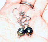 925 sterling silver grey pearl 4 clover cross leaf earrings metaphysical healing crystal gemstone fine jewelry