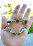 925 sterling silver unakite healing crystal gemstone beaded green bracelet