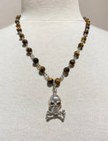 925 sterling silver skull tiger eye men’s necklace metaphysical healing fine jewelry