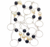 925 sterling silver onyx pearl long necklace