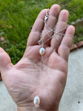 925 sterling silver pearl & herkimer diamond crystal gemstone necklace metaphysical fine jewelry handmade in USA