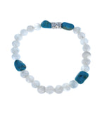 925 SS beaded moonstone turquoise healing crystal gemstone stretchy bracelet