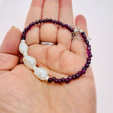 925 sterling silver pearl garnet beaded bracelet