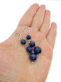 925 sterling silver purple goldstone healing crystal gemstone earrings