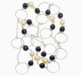 925 sterling silver onyx pearl long necklace