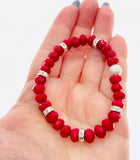 925 sterling silver beaded bracelet red jade healing crystal gemstone metaphysical fine jewelry