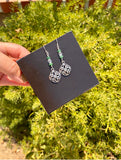 925 sterling silver naturalherkimer diamond  emerald crystal gemstone earrings metaphysical fine jewelry handmade in USA