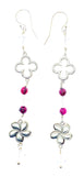 .925 SS Herkimer Diamond garnet, crystal gemstone, 4 leaf clover good luck charms drop dangle earrings