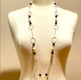 925 sterling silver onyx pearl long necklace