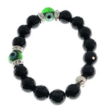 925 sterling silver green goldstone stretchy beaded evil eye bracelet