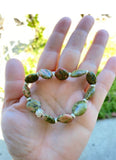 925 sterling silver unakite healing crystal gemstone beaded green bracelet