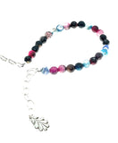 925 sterling silver mix color ice agate beaded bracelet