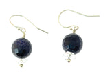 925 sterling silver purple goldstone herkimer earrings