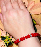 925 sterling silver beaded bracelet red jade healing crystal gemstone metaphysical fine jewelry