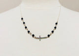 925 sterling silver onyx crystal gemstone cross charm necklace