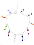 925 Sterling Silver natural jade crystal gemstone chakra style anklet metaphysical fine jewelry