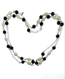 925 sterling silver purple goldstone pearl long necklace