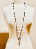 925 sterling silver charm beaded necklace pearls & blue goldstone crystal gemstones