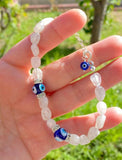 925 sterling silver natural moonstone evil eye beaded bracelet metaphysical fine jewelry