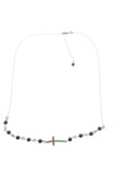 925 sterling silver onyx crystal gemstone cross charm necklace