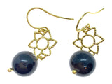 925 SS 14k gold plated lotus good luck charm garnet crystal gemstone earrings