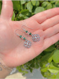 925 sterling silver naturalherkimer diamond  emerald crystal gemstone earrings metaphysical fine jewelry handmade in USA