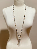 925 sterling silver charm beaded necklace pearls & blue goldstone crystal gemstones